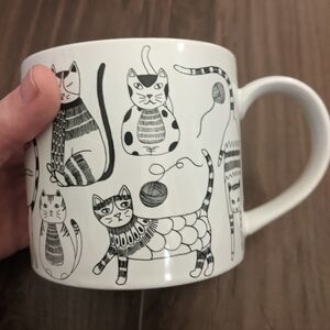 Now Designs - Purr Party Mug Stoneware | 14 oz. | White Mug with Cat Doodle Art